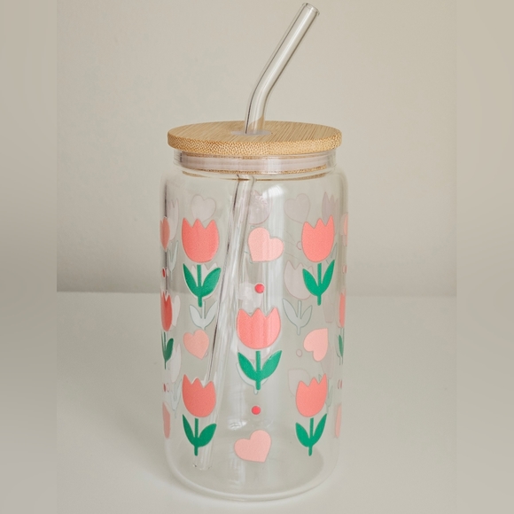 Tulip Flower 16oz Beer Can Glass Cup - Picture 2 of 5